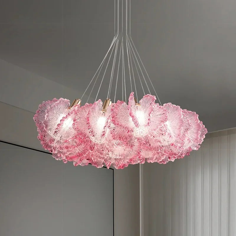 Nordic New Highend Acrylic Flower Pendant Lamp Living Room Restaurant Bedroom Villa Hotel Creative Chandelier Art Lighting Decor