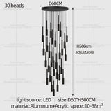 Cylindrical Pendant Light Long Line Attic Chandelier - Modern LED Villa Spotlight