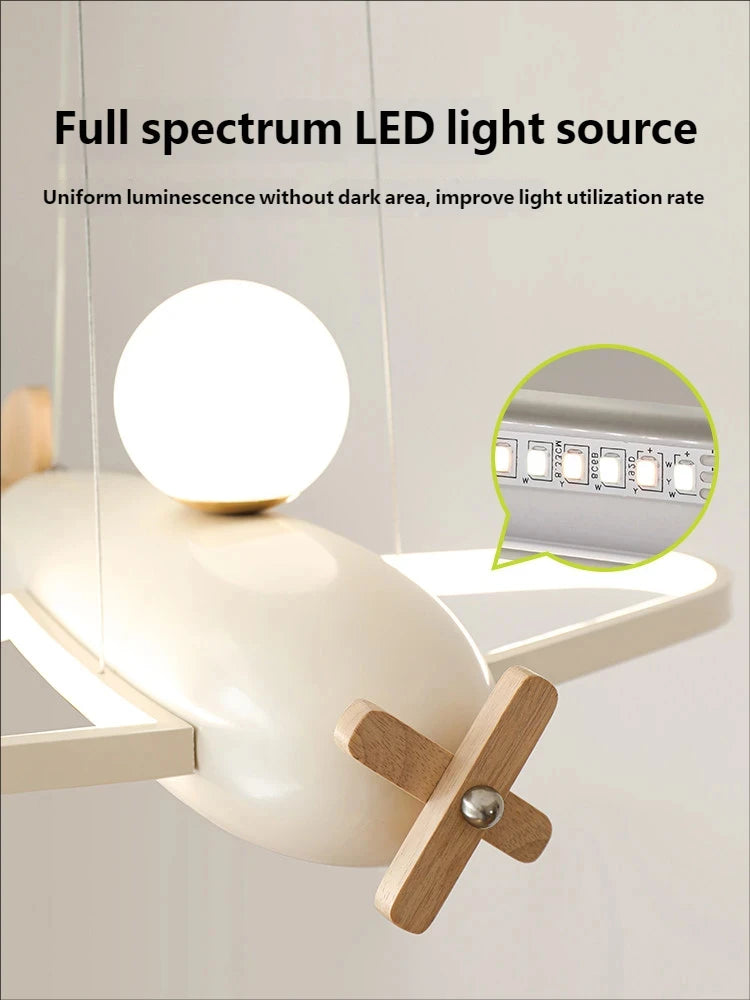 2026 Children's Room Airplane Chandelier - Creative LED Bedroom Pendant Light