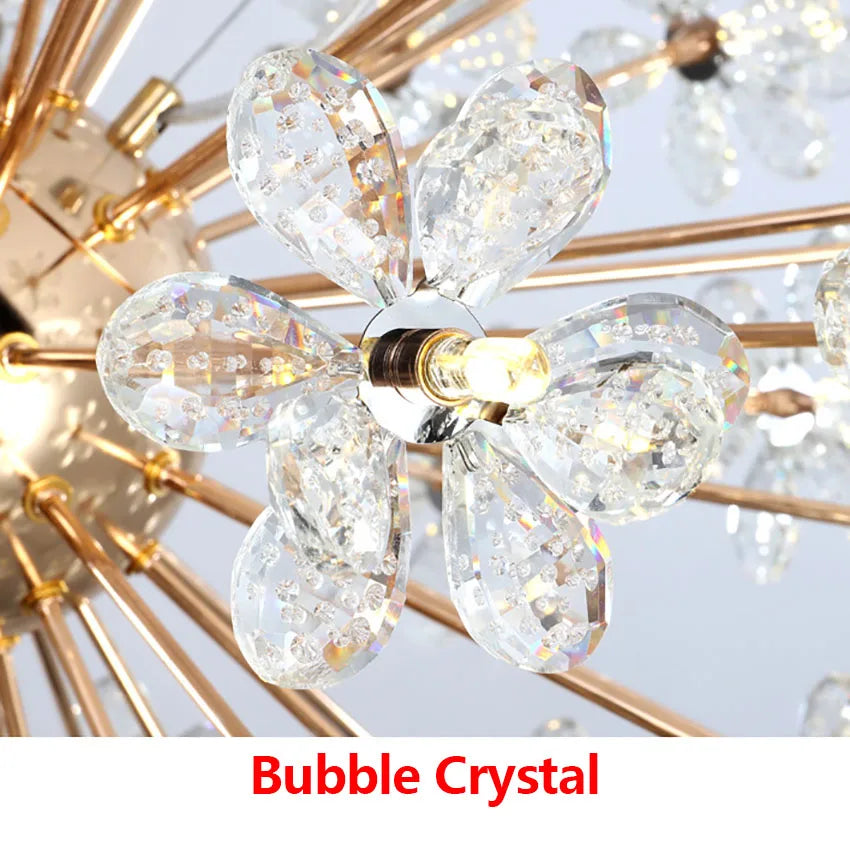 Modern LED Luxury Crystal Chandelier Dandelion Round Ball Pendant Ceiling Lamp for Dining Living Room Hanging Light New