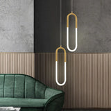 Brass U-Shaped Tube LED Pendant Light - Modern Long-Line Bedside Hanging Lamp