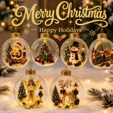 Acrylic Christmas Bell Ornament Decoration 3D Snow Globe Santa Snowman Ball Hanging Xmas Tree Pendant Christmas Party Decoration