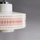 Nordic White Glass Globe Pendant Light with Red Flex Cord - E27 Modern Art Deco Ceiling Hanging Lamp Fixture for Restaurant, Bar & Bedroom