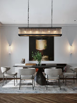 Home-appliance Classic Black Crystal Glass Bar Chandeliers Luxury Rectangle Hanging Lamp for Dining Room Decoration 2025 Lights