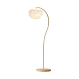 Bohemian Faux Feather Fabric LED Floor Lamp - Dimmable Princess Soft Glow Standing Light Fixture for Girls Room, Bedroom & Nursery Decor