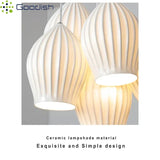 Nordic Modern Ceramic Lantern Energy-Saving LED Pendant Light - Creative Art Ceiling Chandelier Lamp Fixture for Restaurant, Dining Room & Home Decor