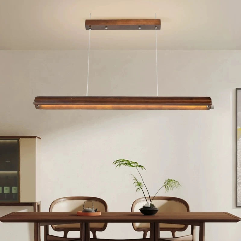 Nordic wood grain simple long dining table pendant lamp living room kitchen artistic luster home decoration lighting fixture