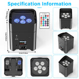 4-Pack 6x18W 6-in-1 RGBAW+UV Wireless Par Lights with Carrying Bag - DMX, Remote & WiFi LED Stage Lighting for DJ, Bar & Party