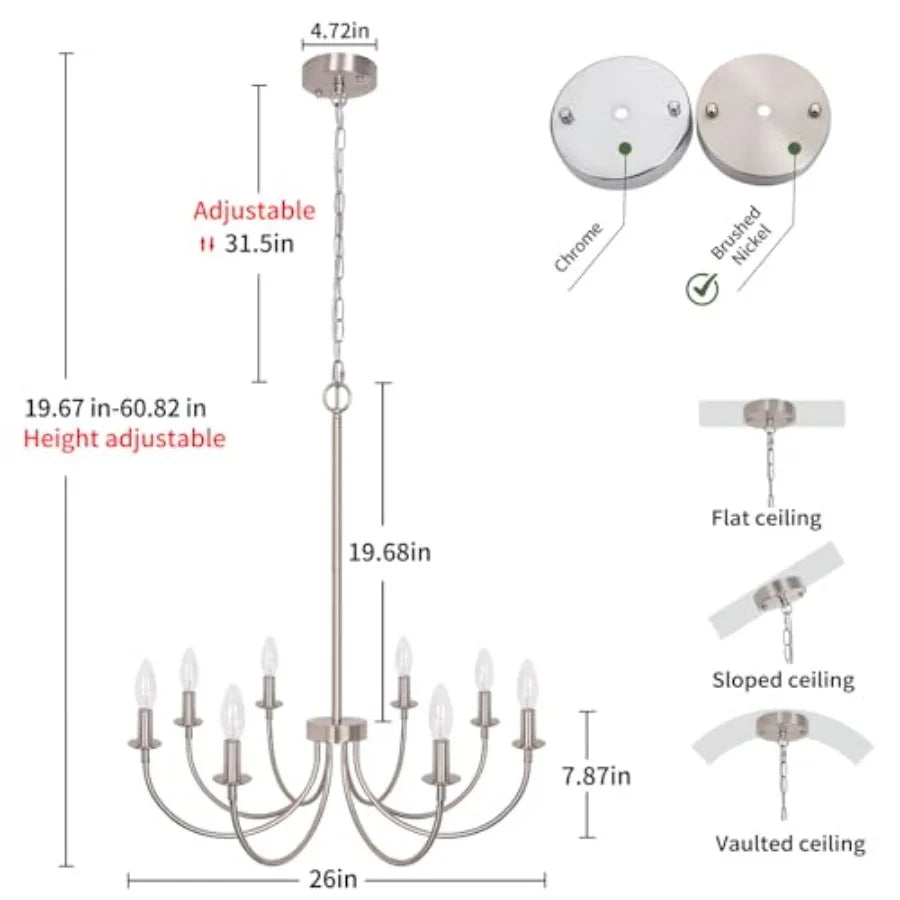 Farmhouse Chandelier for Dining Room Chandelier Industrial Modern Candle Chandeliers for Living Room Foyer Kitchen Entryway Bed