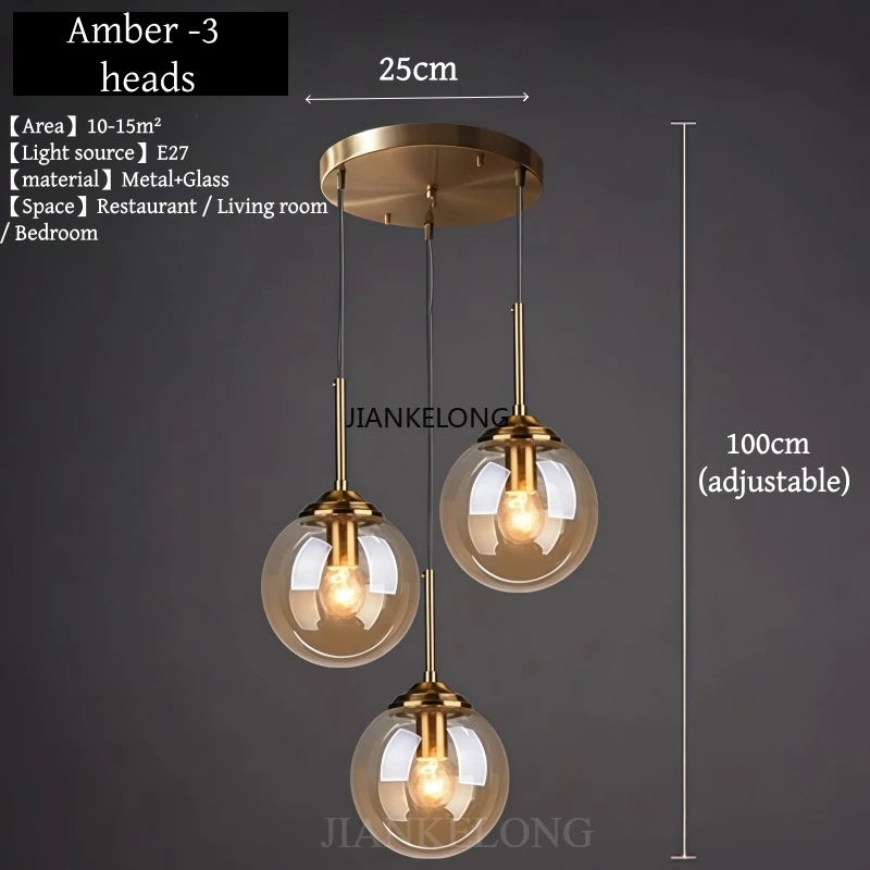 Modern Luxury Glass Chandelier - Nordic Metal LED Pendant Light