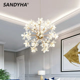 Modern LED Luxury Crystal Chandelier Dandelion Round Ball Pendant Ceiling Lamp for Dining Living Room Hanging Light New