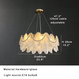 Luxury Glass Chandelier with Pearl Accents - Modern Ceiling Pendant Light Fixture for Living Room, Dining Room & Bedroom
