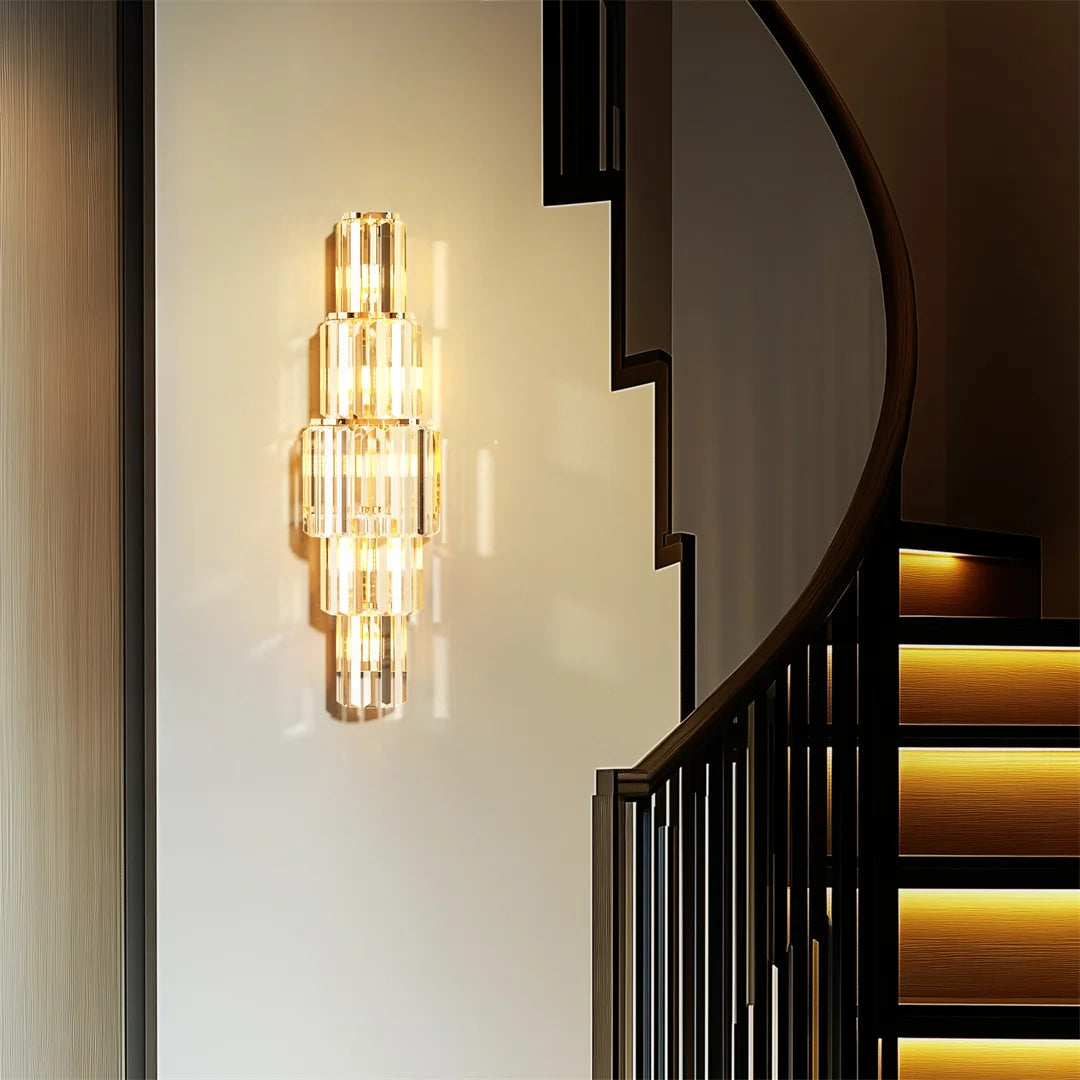 Modern Crystal Wall Lamp 3-Layer Wall Crystal Sconce Light E14 Led Corn Lights