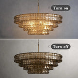 Luxury Murano Glass Multi-Tier Round Pendant Chandelier (Copper Frame) - Elegant Ceiling Light Fixture for Living Room & Dining Room Decor