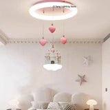 Chandelier Girl Bedroom Light Creative Cartoon Pink Girl Heart Castle Love Light Girl Princess Room Light Remote Control
