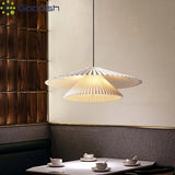 Japanese Creative Pleated Fabric Pendant Light - Modern Cloth Shade Ceiling Chandelier Lamp Fixture for Bedroom, Living Room, Dining Room & Kitchen