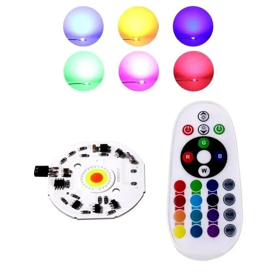 Driverless RGB COB LED Chip (220V / 5V USB) with Remote Control - High-Power DIY Floodlight Light Engine
