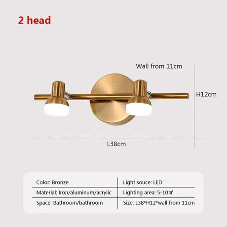 Modern Wall Light 2/3 Head Waterproof Bathroom Light Washroom Vanity Mirror Iron Interior Home Decoration Minimalist Lighting