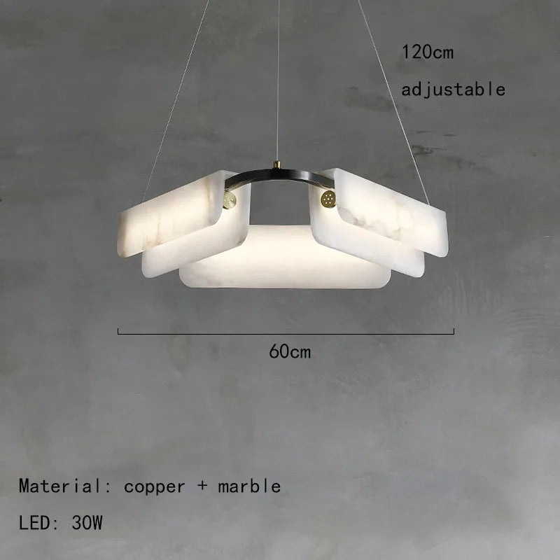 Nordic Marble Chandelier Modern White Stone Chandelier For Villa Living Room Bedroom Restaurant Decors LED Marble Pendant Lamp