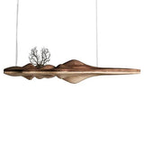 Wabi Sabi Wood Sculptural Mountain Shape Design Minimalist Artistic Dining Room Kitchen Island Interior Decor Home Pendant Lamp