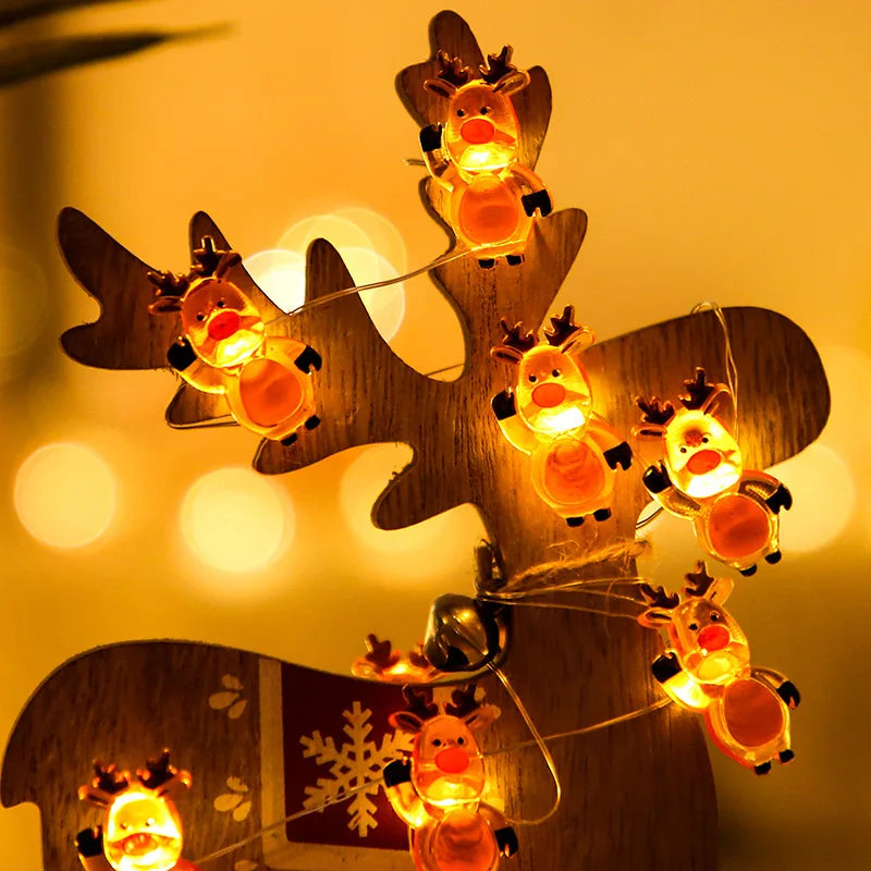Santa Claus 2M 20LED String Lights Home Christmas Decoration Christmas Tree Ornaments 2022 Navidad Children Gifts New Year 2023