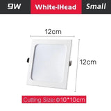 Ultra-Thin Square LED Recessed Downlight - 9W 12W 24W Ceiling Grille Panel
