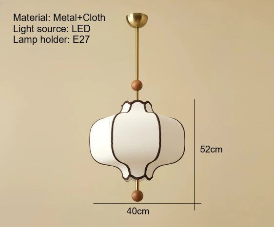 Retro Fabric Lampshade Pendant Light Japan Circular LED for Room Dining Table Apartment Wooden Ball Lighting Fixtures E27