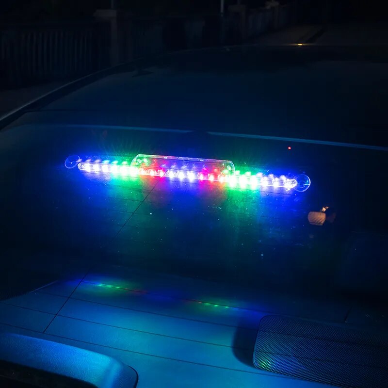 Strobe Police Lights LED Warning Lamp Solar RGB Car Anti Collision Lights Parking Signal Lamp Flasher Emergency Warning Lighting