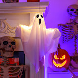 Halloween Glowing White LED Hanging Ghost - Horror Prop with Fairy Lights