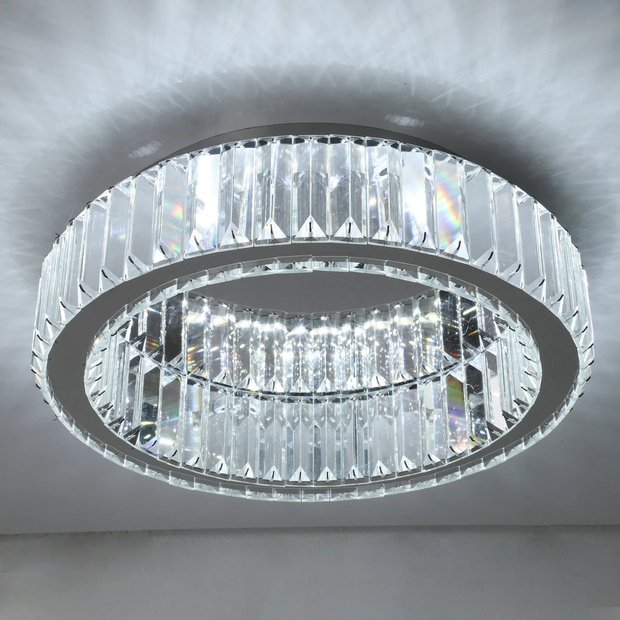 Modern Big Crystal Ceiling Lamp LED Light Circle Chandelier Lustre Indoor Bedroom RC Dimmable Fixtures Living Room