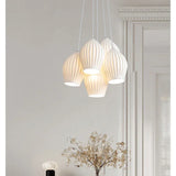 Mid-Century White Ceramic Cluster Pendant Light (3/5 Lamp) - Vintage Small Milk Glass Style Ceiling Chandelier Fixture for Kitchen Island & Dining Room