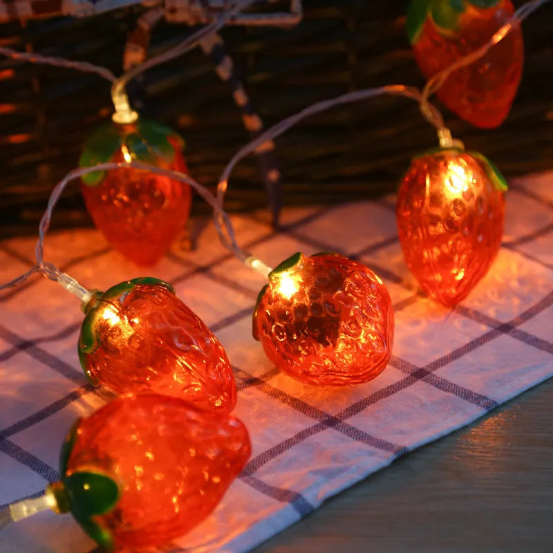 1.5M 10Led Strawberry Fruit Light Strings Happy Birthday Party Lantern String Children&#39;s Room Decorative Night Lamp Kids Favors