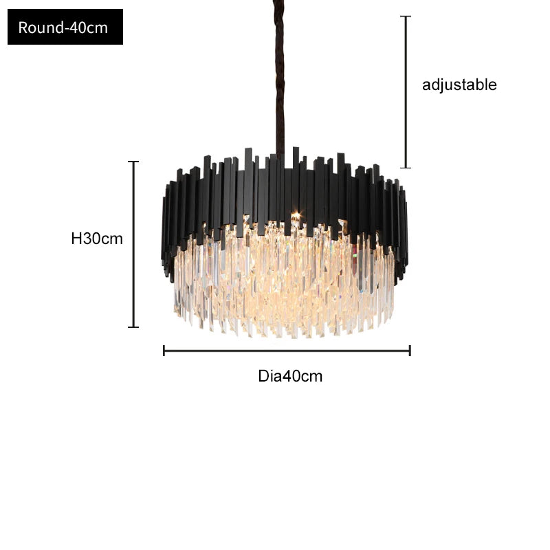 FKL Modern Crystal Black Chandelier For Living room Bedroom Oval Long Dining room Lamp Industrial Style Black Crystal Chandelier