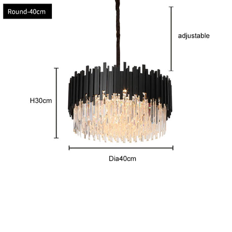 FKL Modern Crystal Black Chandelier For Living room Bedroom Oval Long Dining room Lamp Industrial Style Black Crystal Chandelier