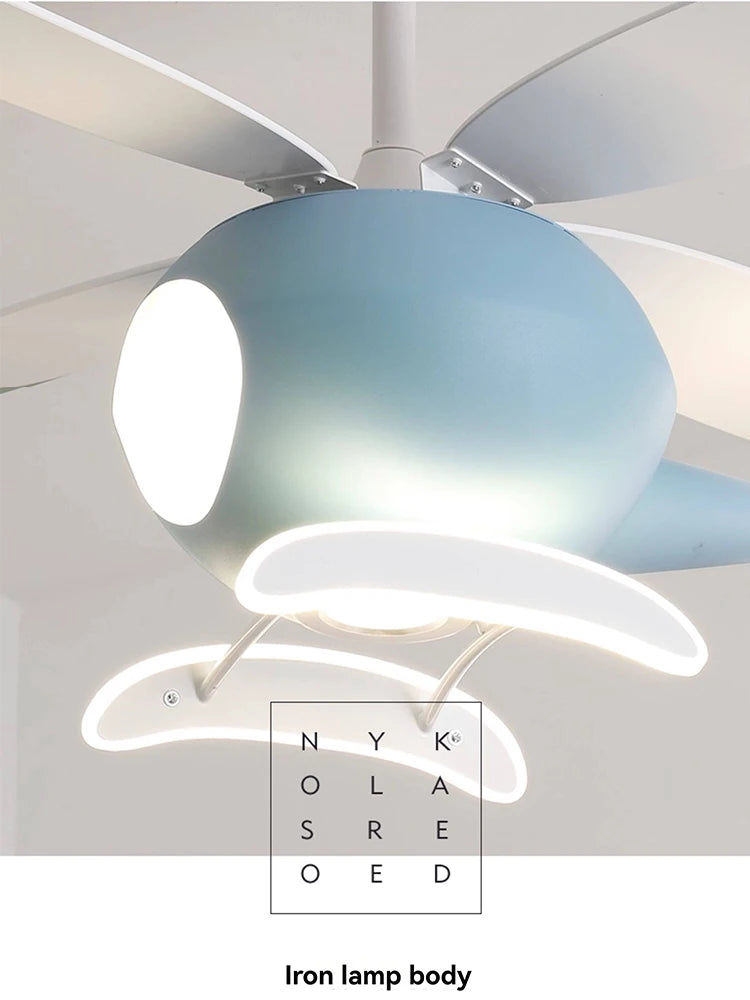 Children's Room Helicopter Ventilation Fan Lamp LED Eye Protection Lamp Ceiling Fan Lamp Room Lighting 110V~220V