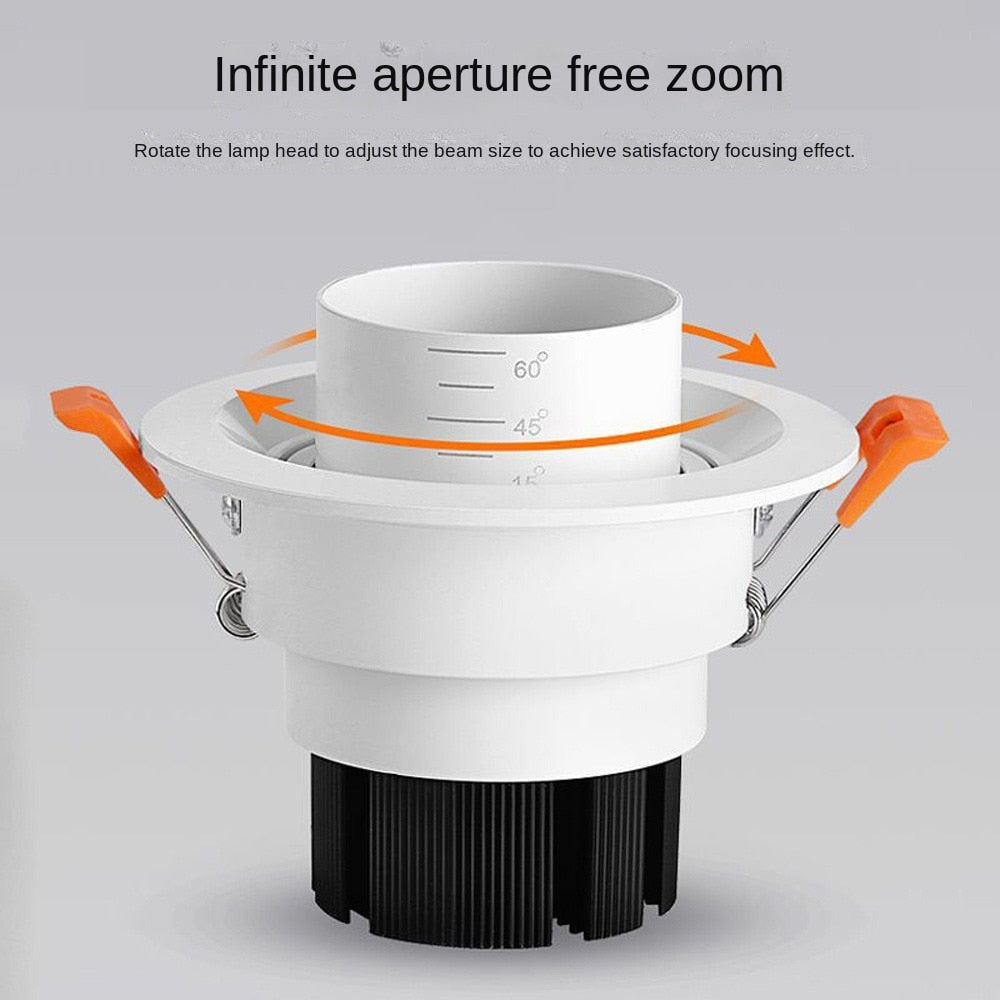 LED Recessed Spotlight Commercial Lighting Downlight Telescopic Focusing Spotlight Home Living Room COB Spotlight