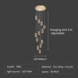 Modern Rings LED Chandeliers For Staircase Luxury Long Hanging pendant Lamps Gold Creative Indoor Attic Lighting Lustre Fixtures