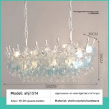 French Vintage-Style Living Room Chandelier In A Retro Blue Shell Villa Duplex Bedroom Crystal Lamp With A Sophisticated Touch