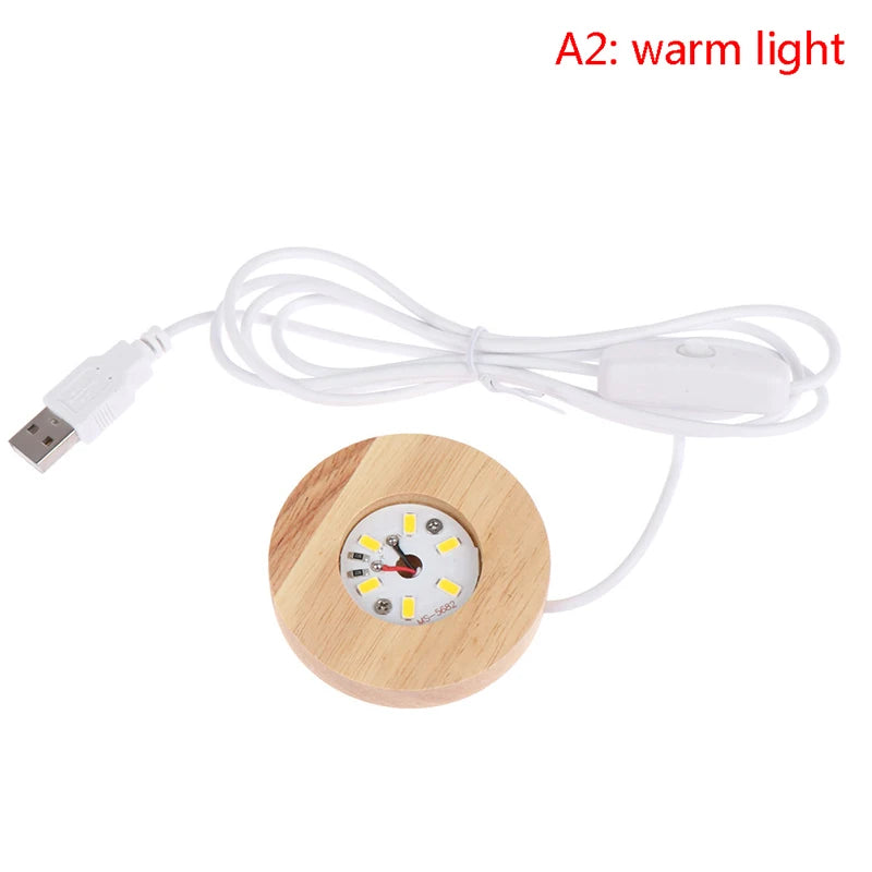 Wood Light Base Rechargeable Remote Control Wooden LED Light Rotating Display Stand Lamp Holder Lamp Base Art Ornament New