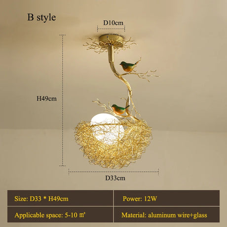 Modern Led Living Dining Room Kitchen Chandeliers Gold Bird Nest Egg Glass Ball Pendant Light Bedroom Loft Ceiling Hanging Lamp