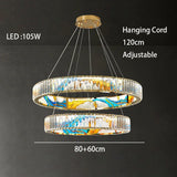 2025 Modern New Enamel Color Chandiler Lustre Crystal Glass Ceiling Light Luxury LED Ring Villa Decor Bedroom Living Dining Room