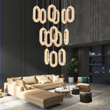 Modern Rings LED Chandeliers For Staircase Luxury Long Hanging pendant Lamps Gold Creative Indoor Attic Lighting Lustre Fixtures