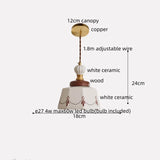 IWHD Home Design LED Pendant Lamp Balcony Reading Dining Room Japan Style Gold Copper Patterned Ceramic Hanging Lights Hanglamp