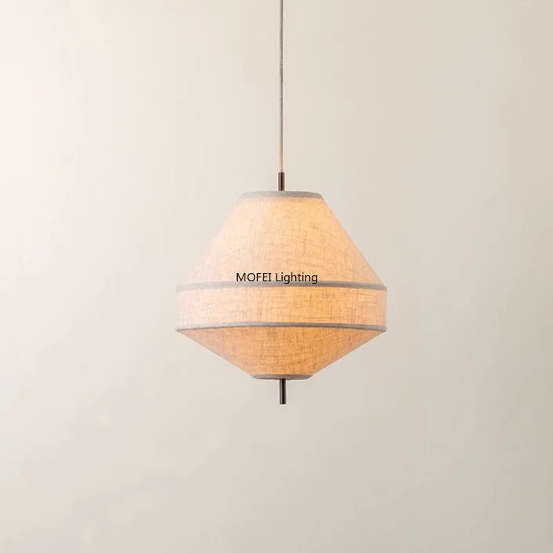 Wabi Sabi Fabric Pendant Light Japanese White Cloth Chandelier Nordic Restaurant Dining Room Home Decor Lantern Hanging Light