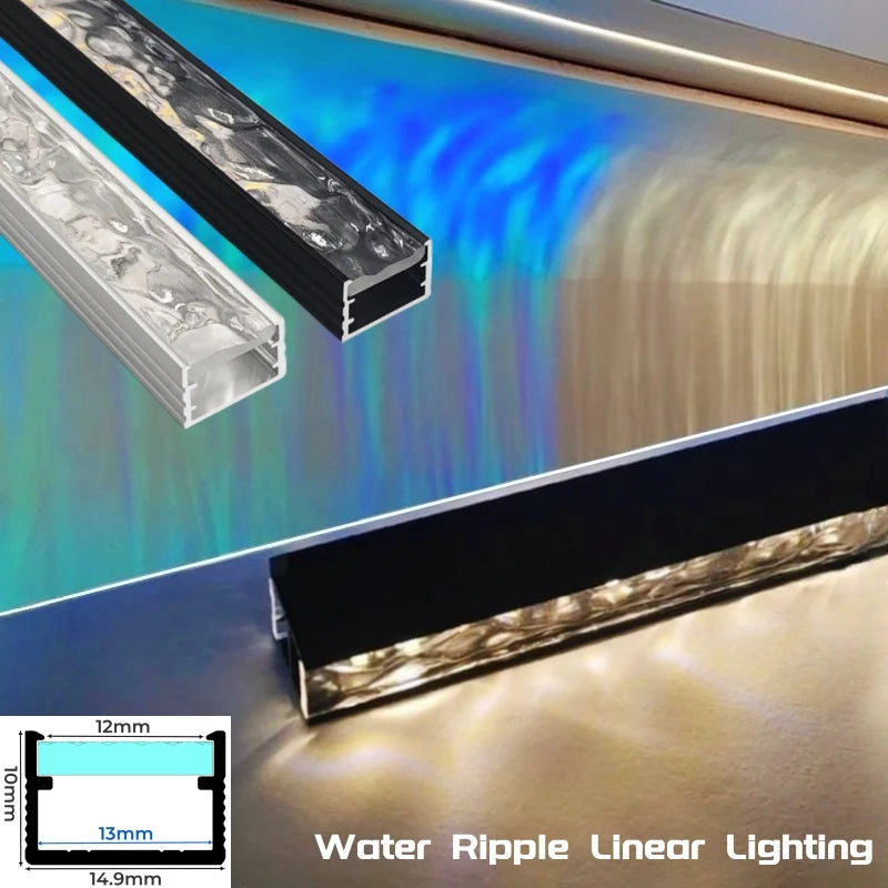 3D Water Ripple LED Aluminum Profile Hidden Recessed Cabinet Shelf Lay ...