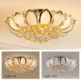 23.5" Flower Shaped Crystal Chandelier, E12 110V Gold Crystal Ceiling Lamp Modern Chandelier Hanging Lamp Flush Mount NEW