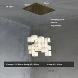 Rubik's Cube Marble Home Decoration Gold LED Chandelier Lighting Hanging Lamps 2026 New Trend Lustre Para Sala Estar For Foyer