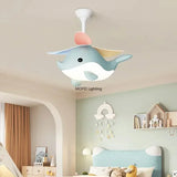2026 New Nordic Fan Pendant Lamp Creative Airplane Cartoon Fish Children's Bedroom Chandelier Personality Fan Light Fixture