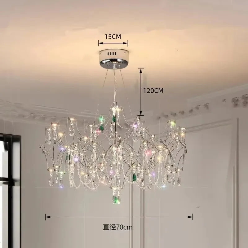 French Luxury Green Crystal Led Chandeliers Romantic Art Dining Room Decor  Pendant Light Lighting Bedroom Hanging Lamp Fixtures