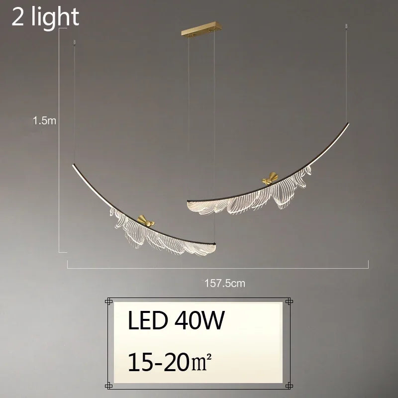 Modern Creative Feather Bird Acrylic Pendant Lamp Restaurant Living Room Hotel Lobby Led Chandelier Art Home Decoration Lighting